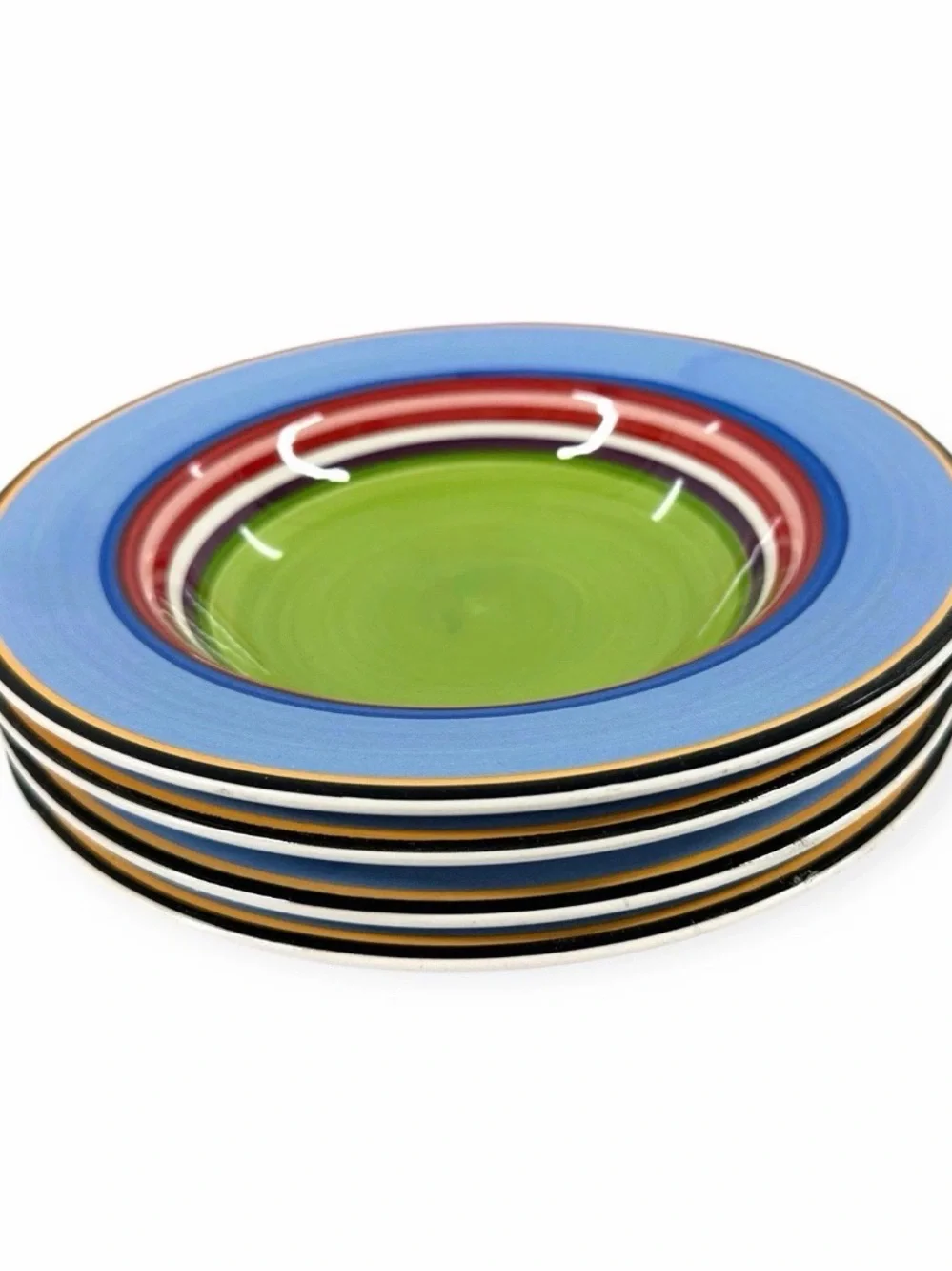 Vintage Salsa by Block 8 3/4” Rim Soup Bowls Multicolor Stripes Set of 4